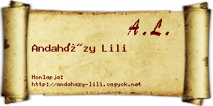 Andaházy Lili névjegykártya